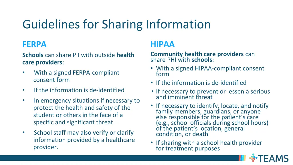 guidelines for sharing information