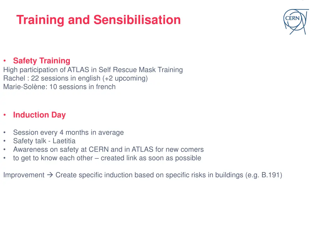 training and sensibilisation