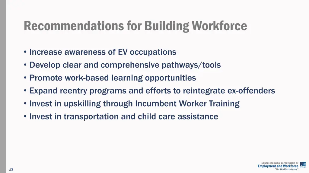 recommendations for building workforce