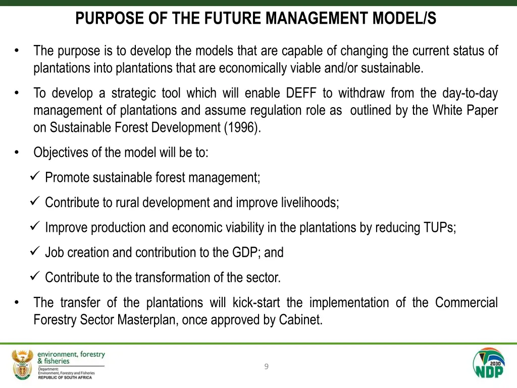 purpose of the future management model s