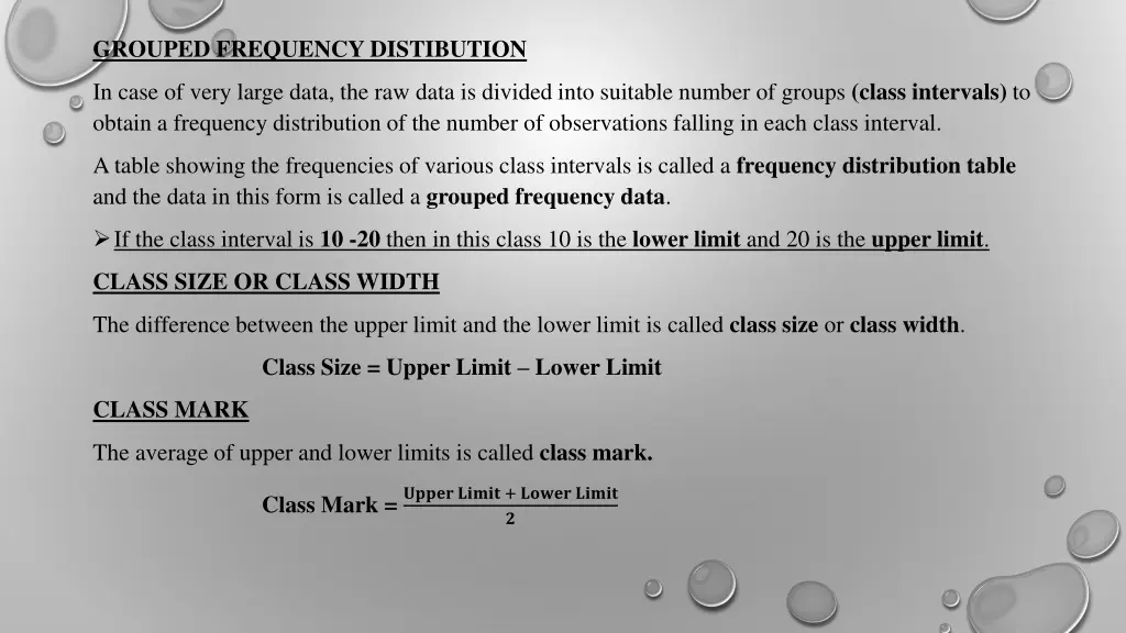 grouped frequency distibution