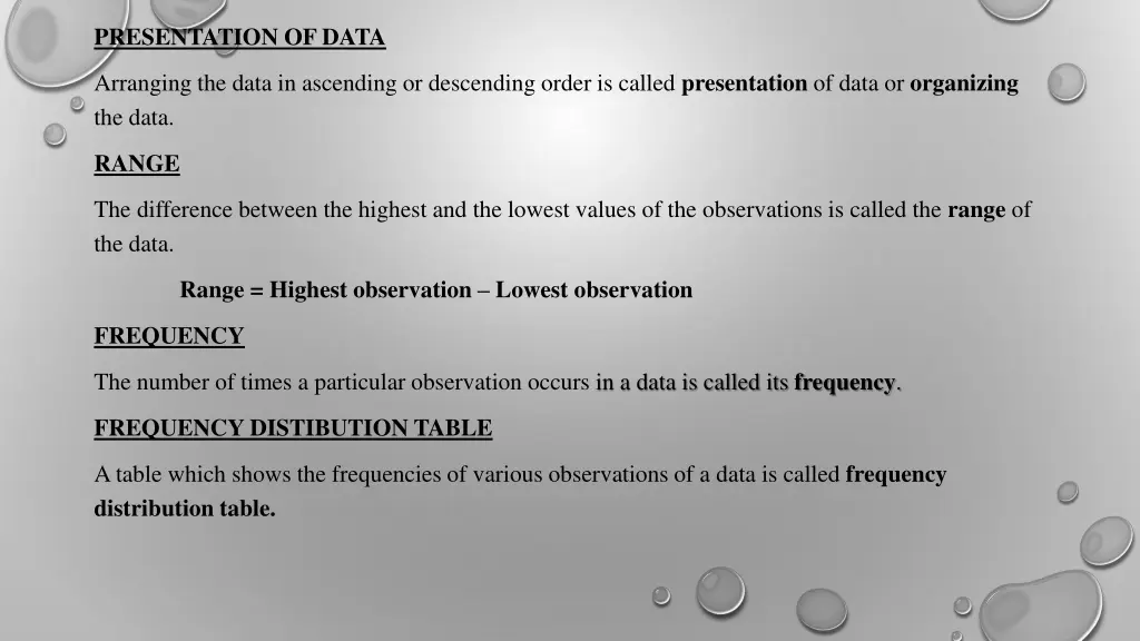 presentation of data