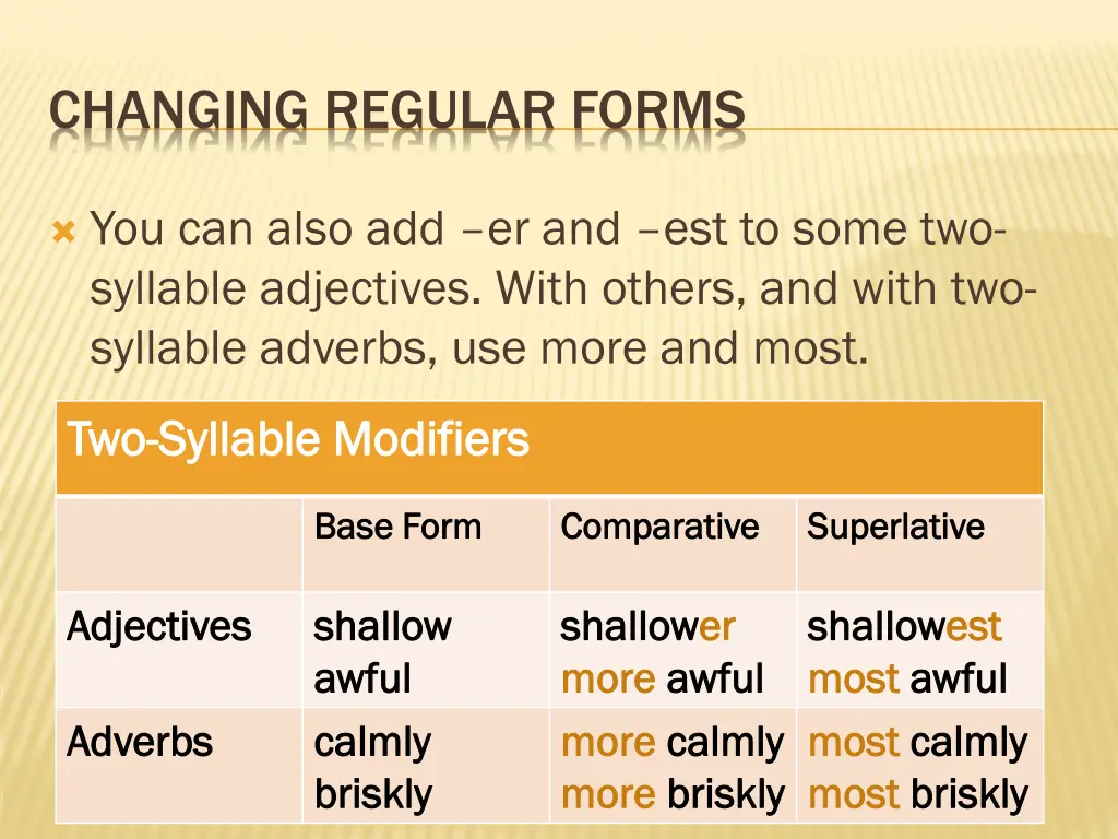 changing regular forms 1