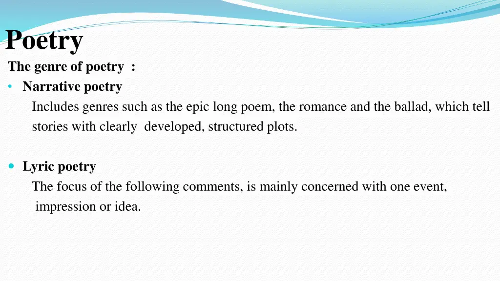 poetry the genre of poetry narrative poetry