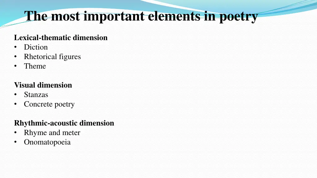 the most important elements in poetry