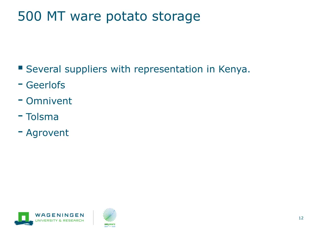 500 mt ware potato storage