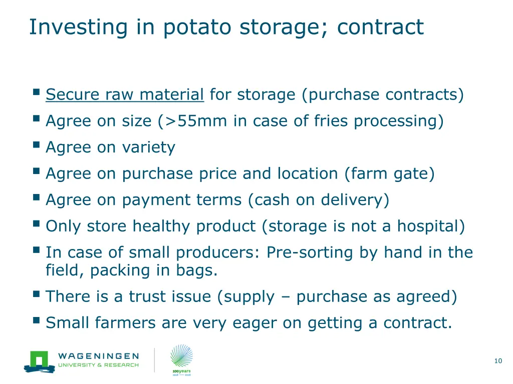 investing in potato storage contract