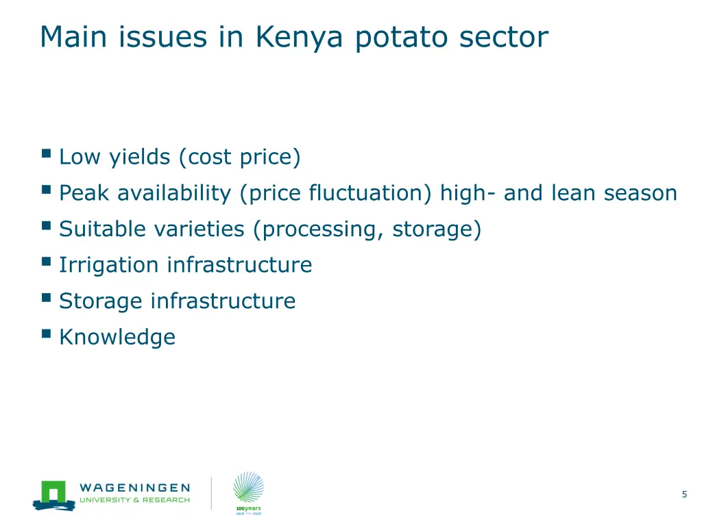 main issues in kenya potato sector