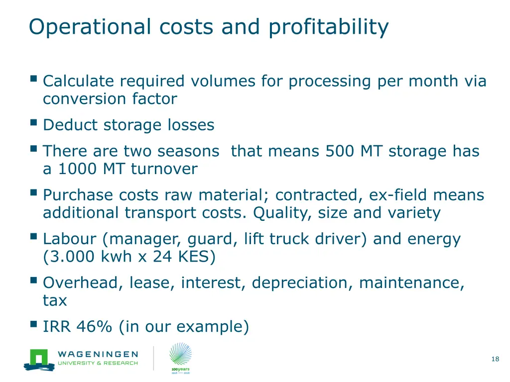 operational costs and profitability