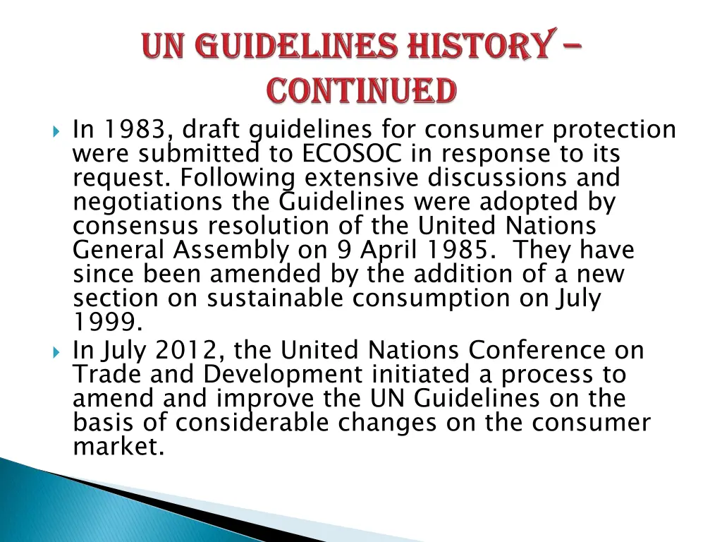 in 1983 draft guidelines for consumer protection