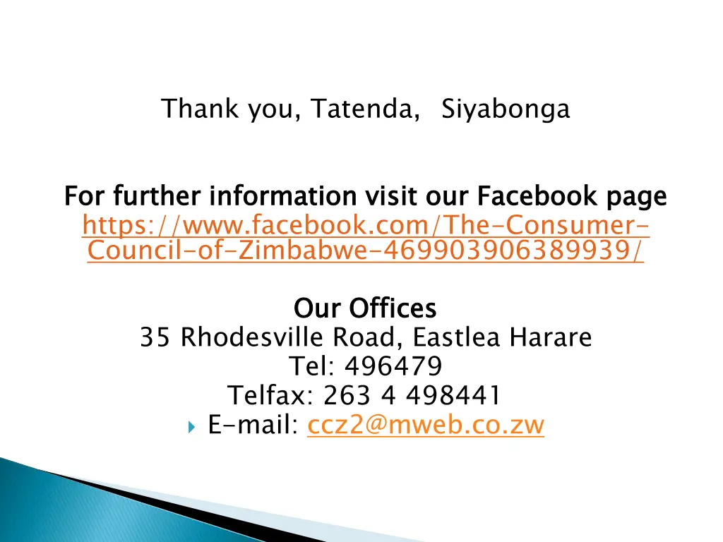 thank you tatenda siyabonga