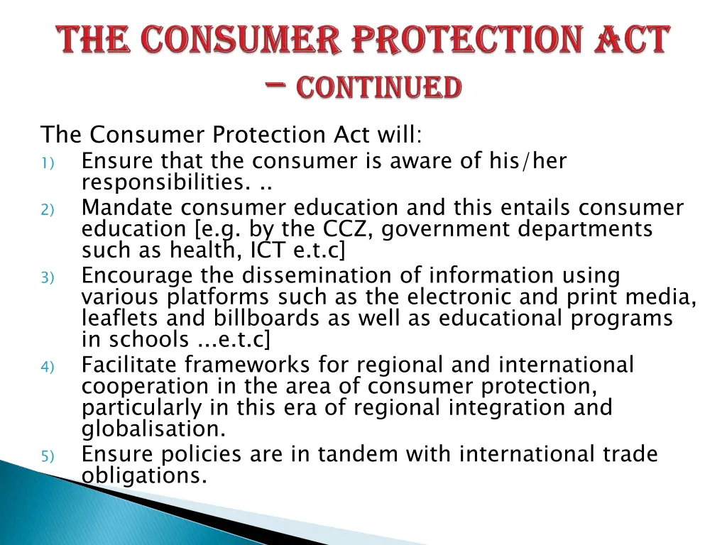 the consumer protection act will 1 ensure that