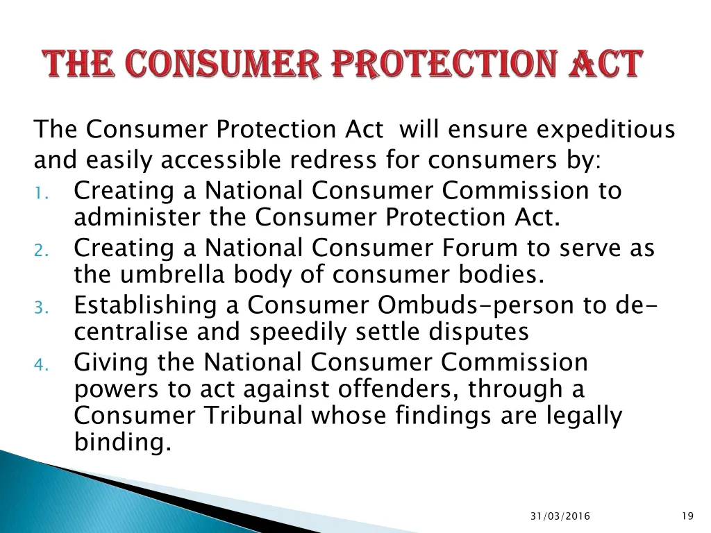 the consumer protection act will ensure