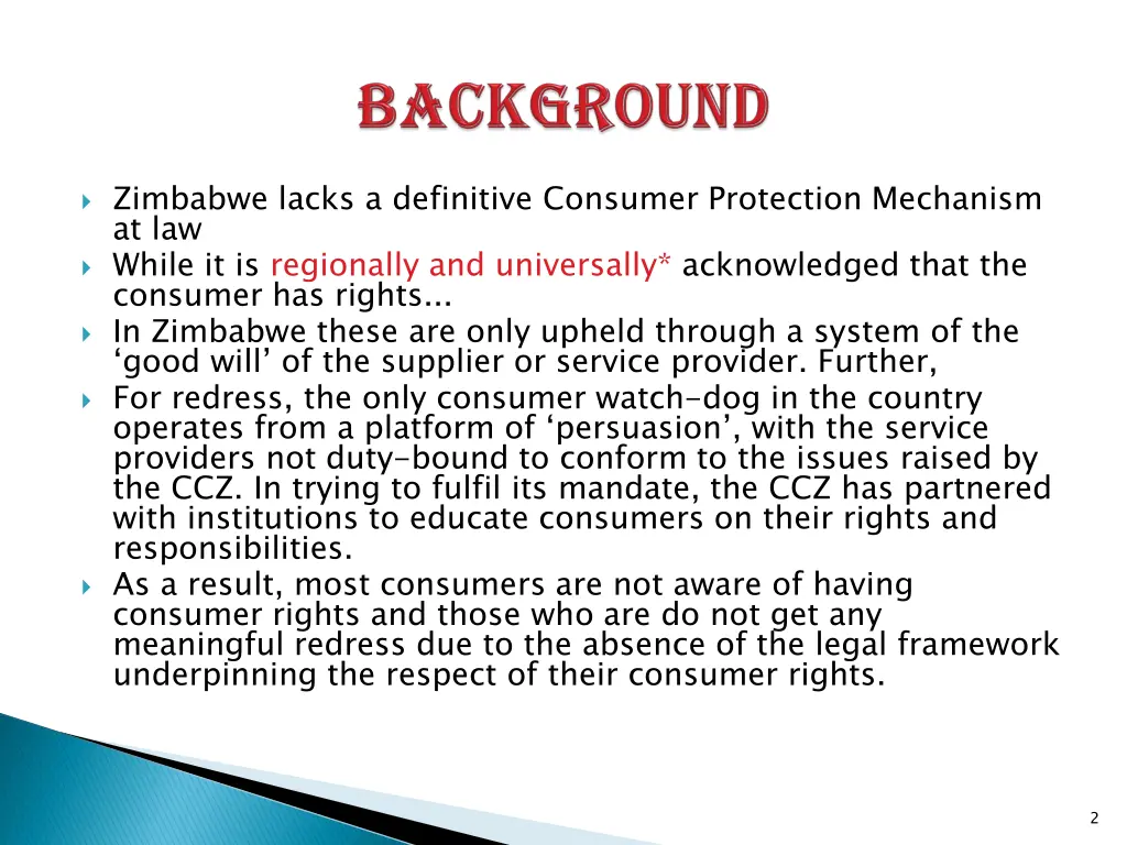 zimbabwe lacks a definitive consumer protection