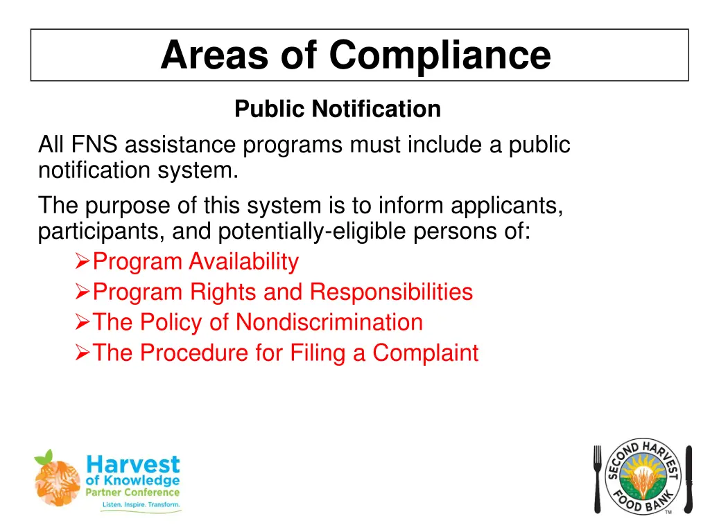 areas of compliance