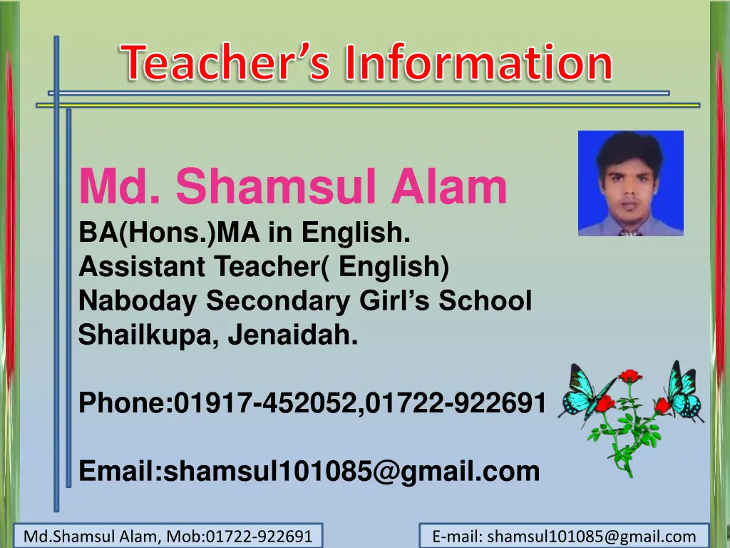 teacher s information