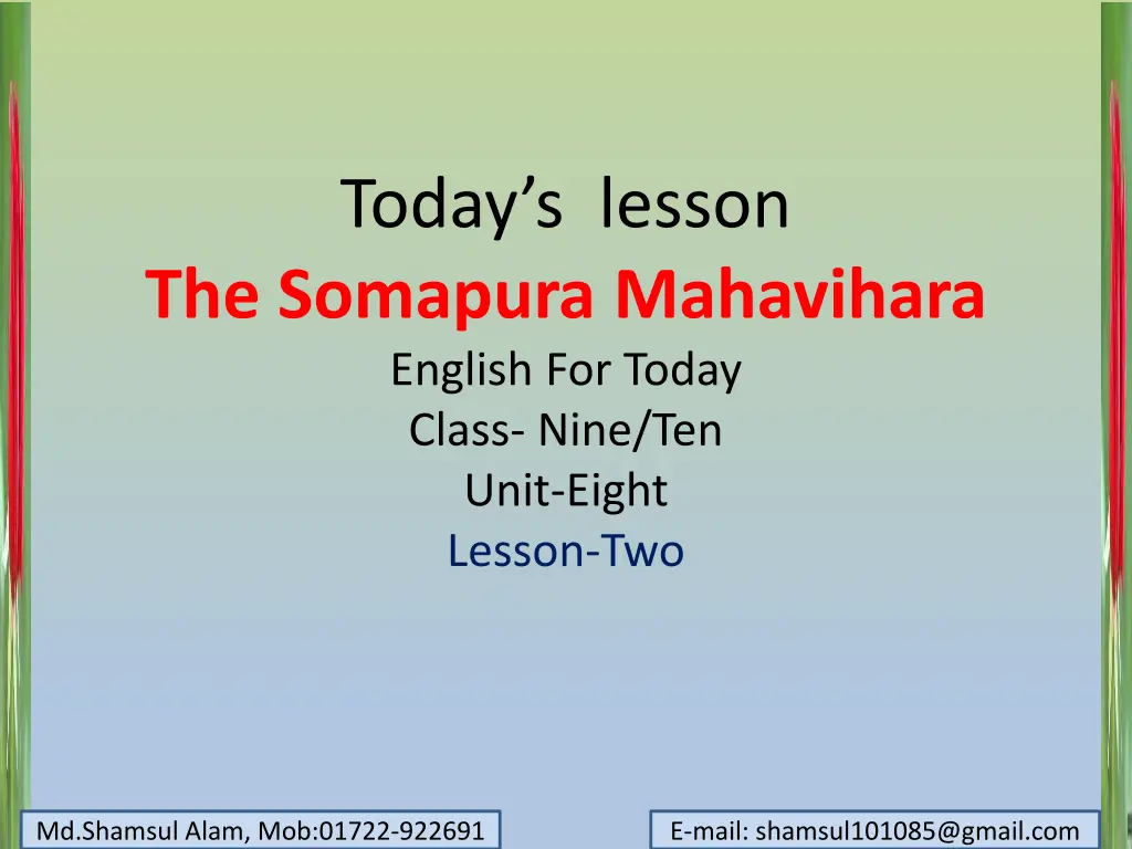 today s lesson the somapura mahavihara english