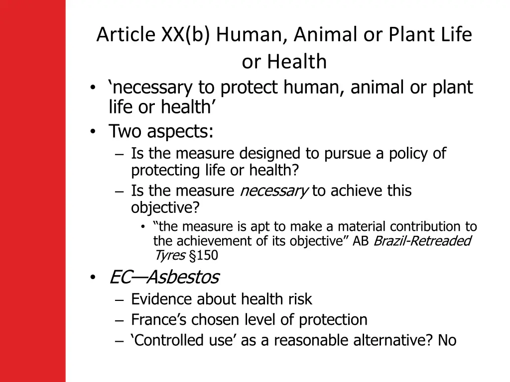 article xx b human animal or plant life or health