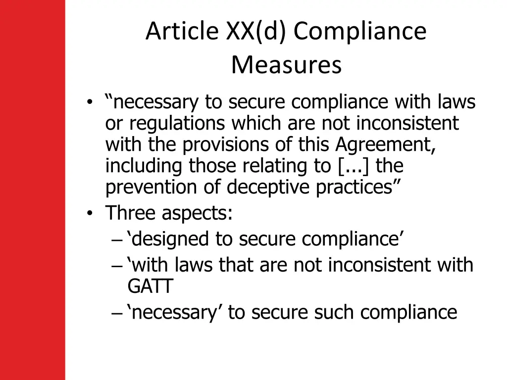 article xx d compliance measures necessary