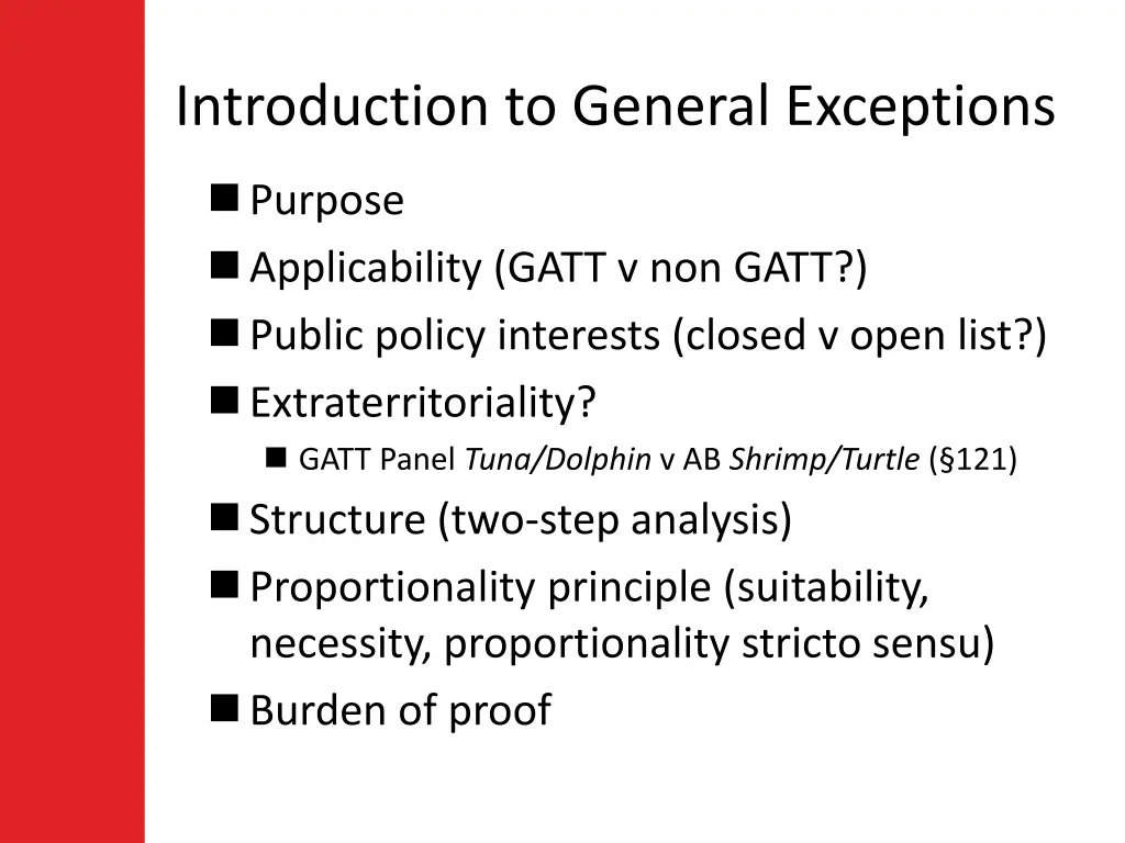 introduction to general exceptions