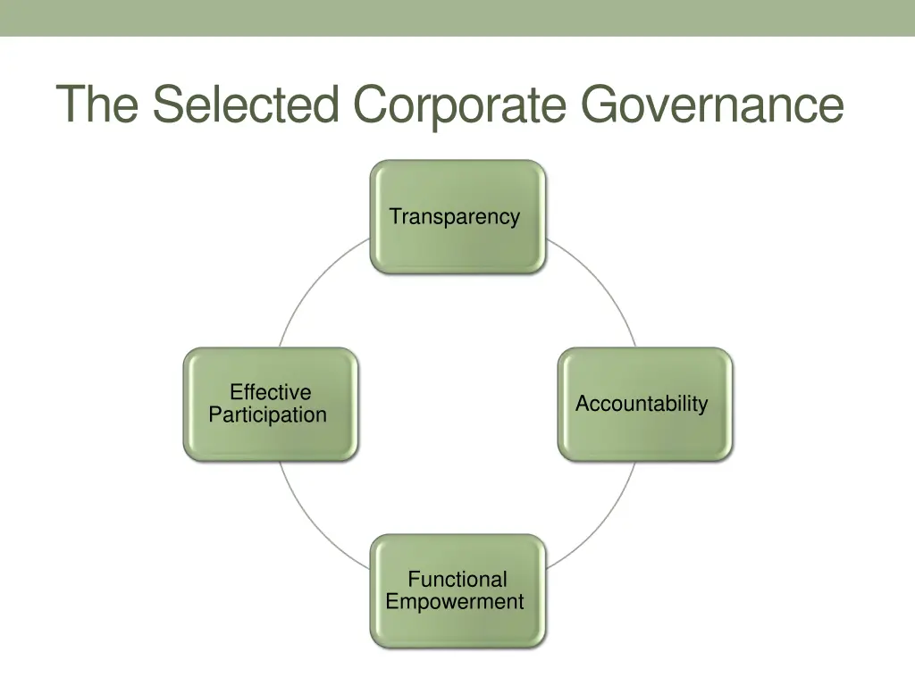 the selected corporate governance