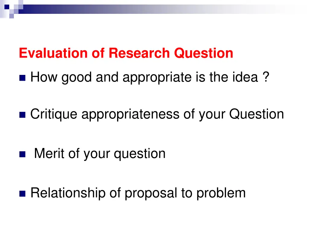 evaluation of research question