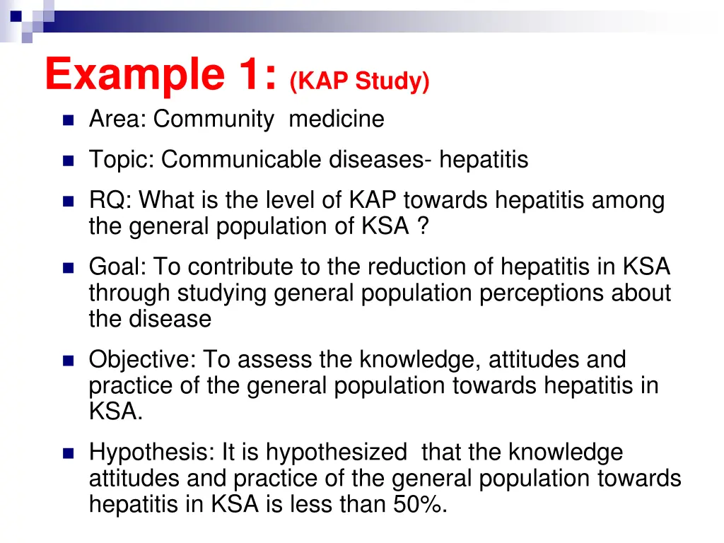 example 1 kap study area community medicine