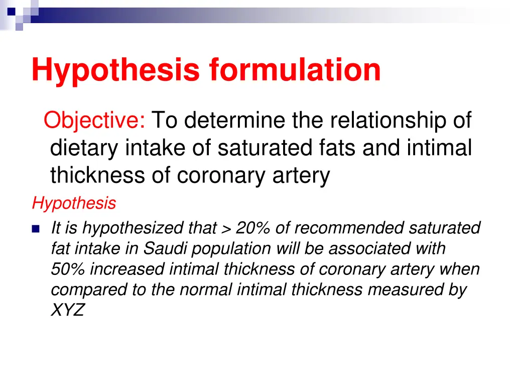 hypothesis formulation