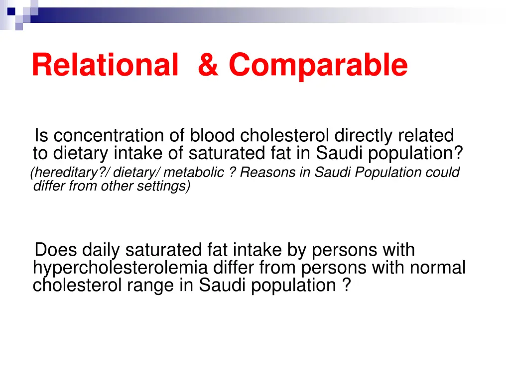 relational comparable