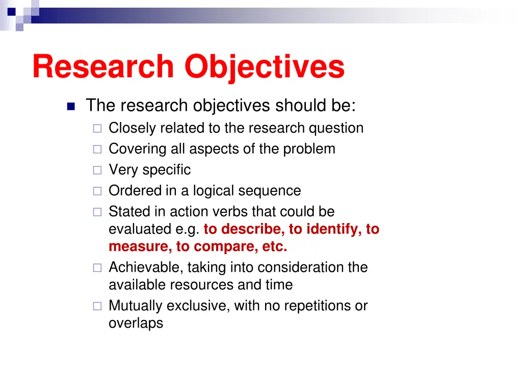 research objectives