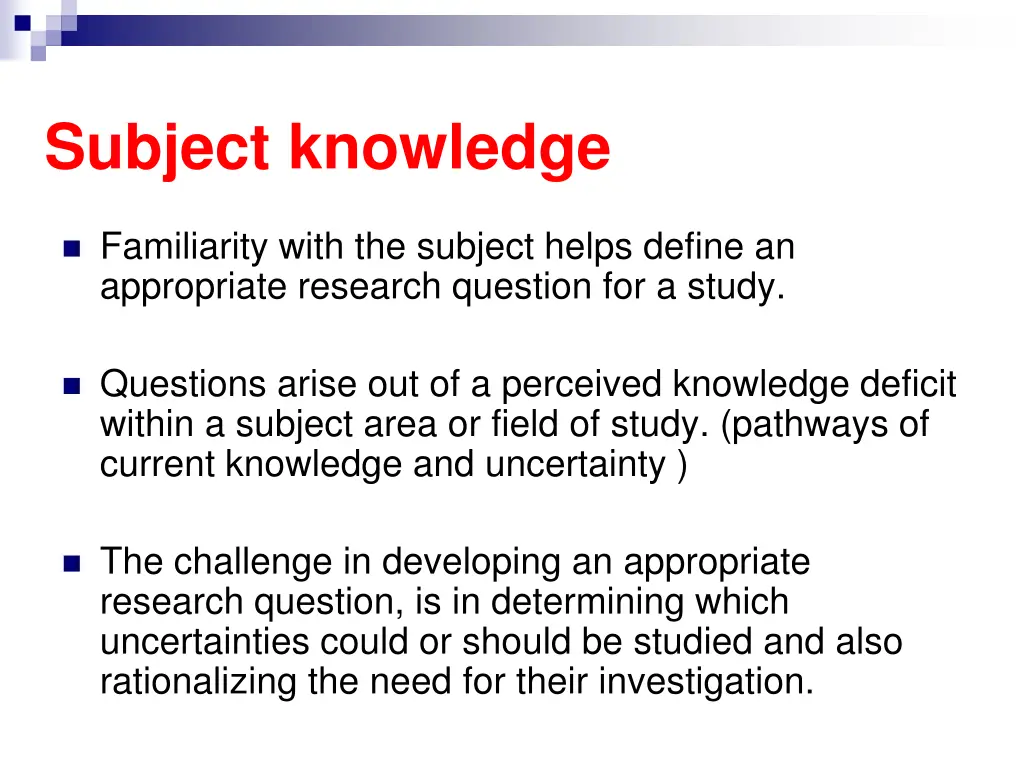 subject knowledge