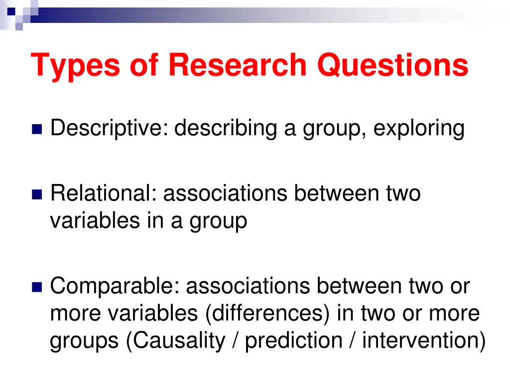 types of research questions