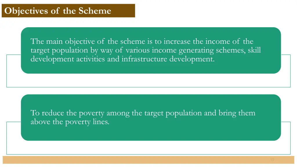 objectives of the scheme