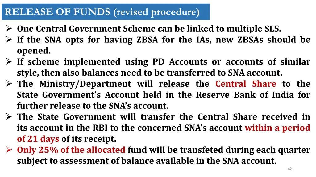 release of funds revised procedure 2