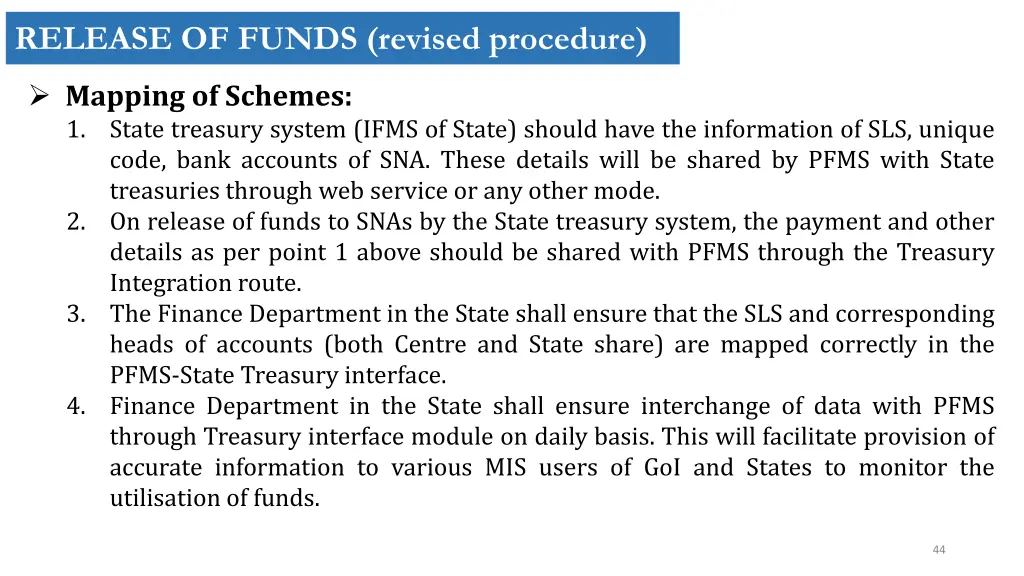 release of funds revised procedure 4