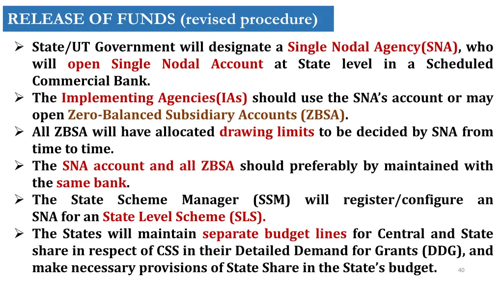 release of funds revised procedure