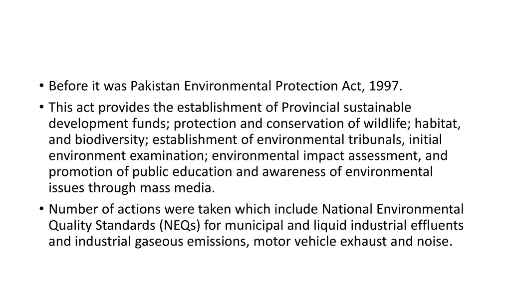 before it was pakistan environmental protection