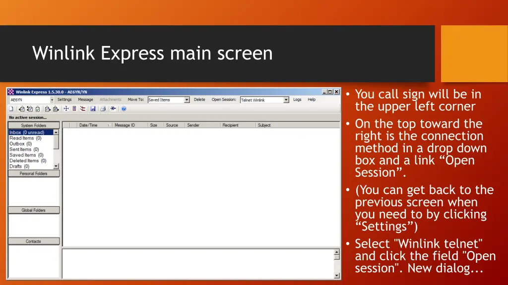 winlink express main screen 1