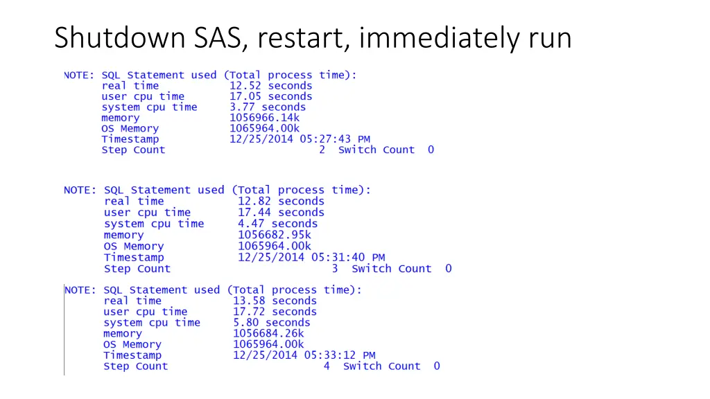 shutdown sas restart immediately run