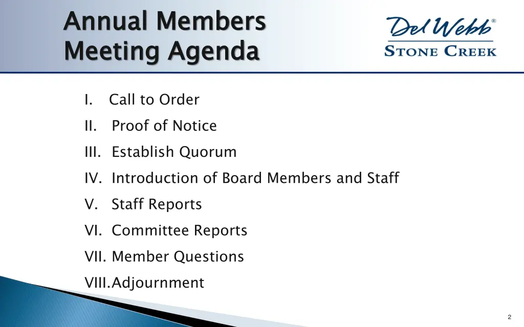 annual members meeting agenda