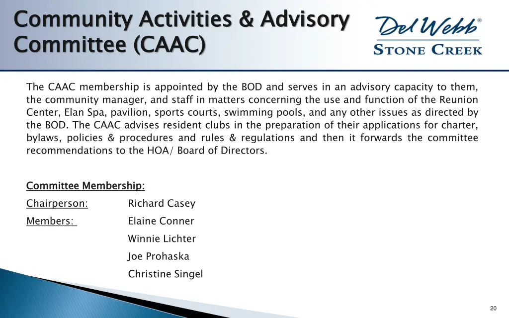 community activities advisory committee caac