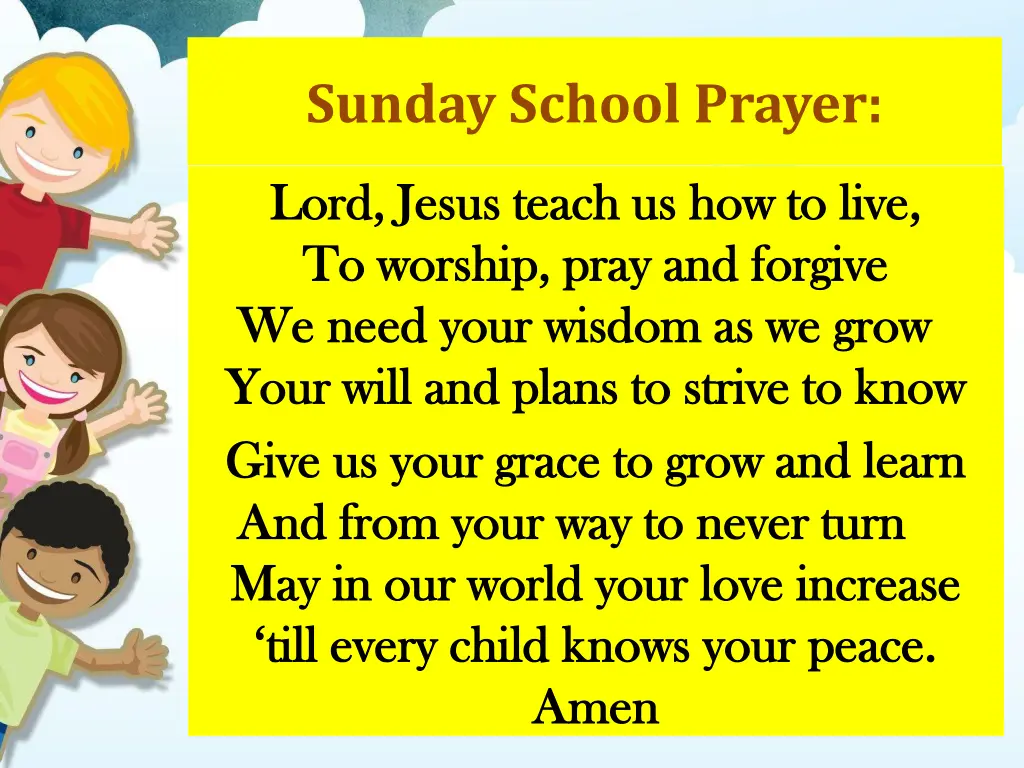 sunday school prayer