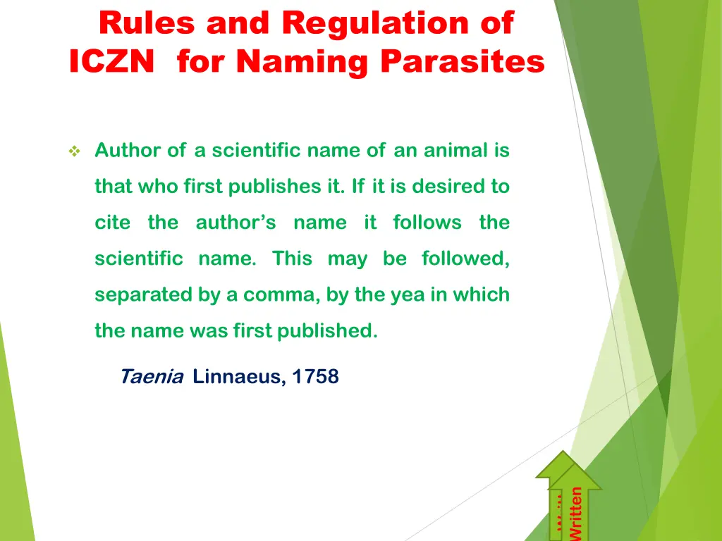 rules and regulation of iczn for naming parasites 1