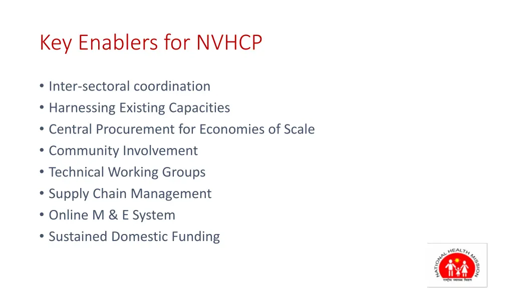 key enablers for nvhcp