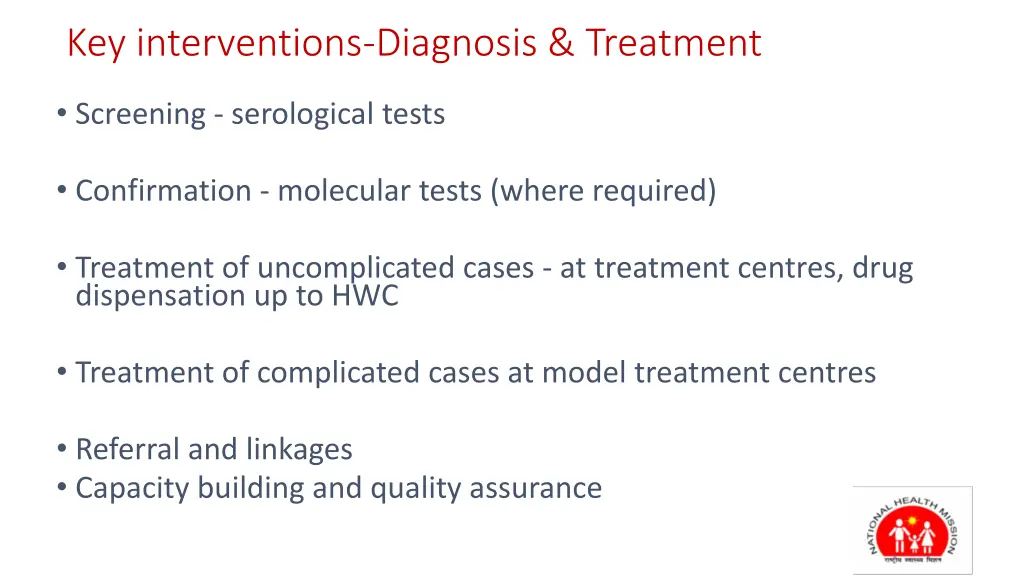 key interventions diagnosis treatment