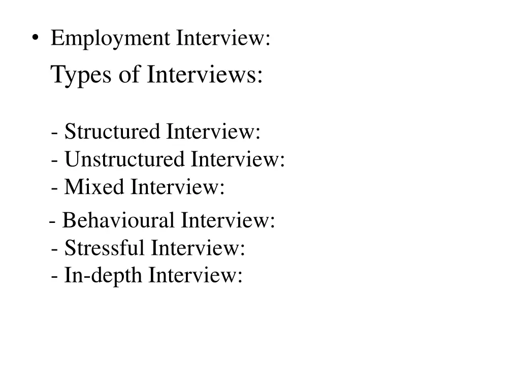 employment interview types of interviews