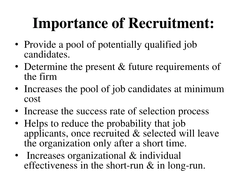 importance of recruitment