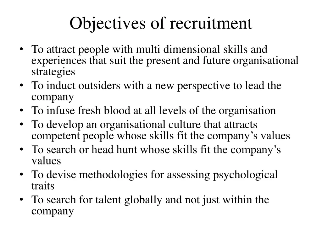 objectives of recruitment