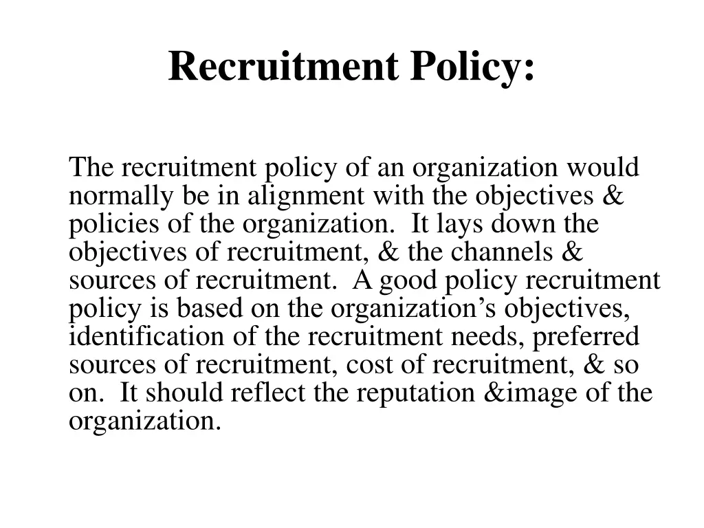 recruitment policy