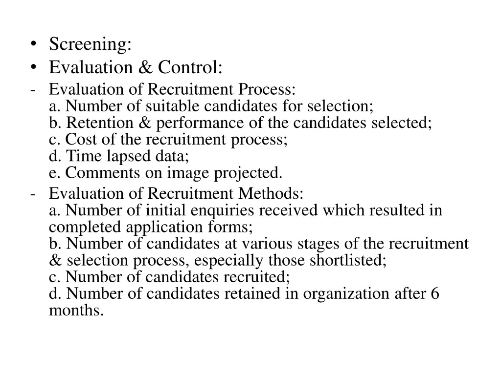 screening evaluation control evaluation